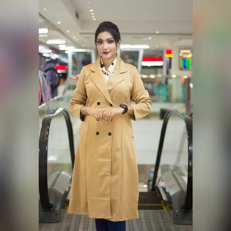 Classic Jacket Collar Regular Long Sleeve Women's Trench Coat